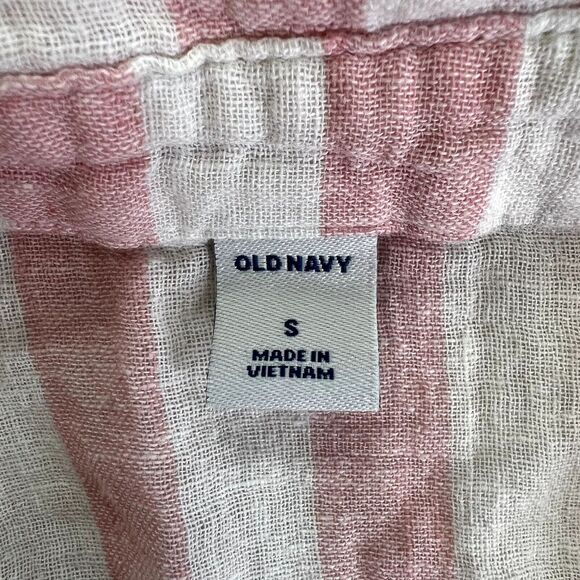 Old Navy Linen Striped Button Down Tie Top - Picture 7 of 8